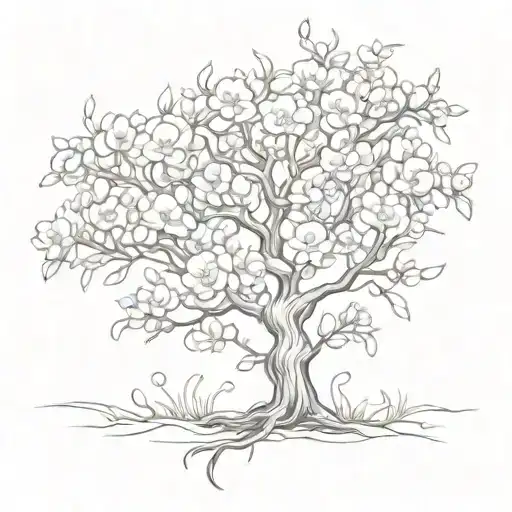 tree blooming tattoo design idea