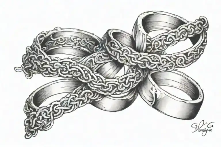 entwined wedding rings tattoo design idea