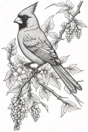 cardinal bird on a wisteria branch tattoo design idea