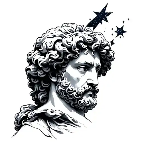 marcus aurelius x orion star constellation tattoo design idea