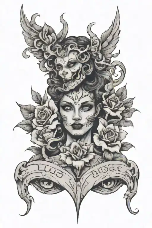 lust pride and anger tattoo design idea