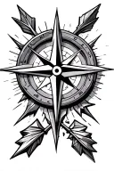 compass and broken arrows tattoo design idea