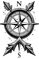compass and broken arrows tattoo design idea