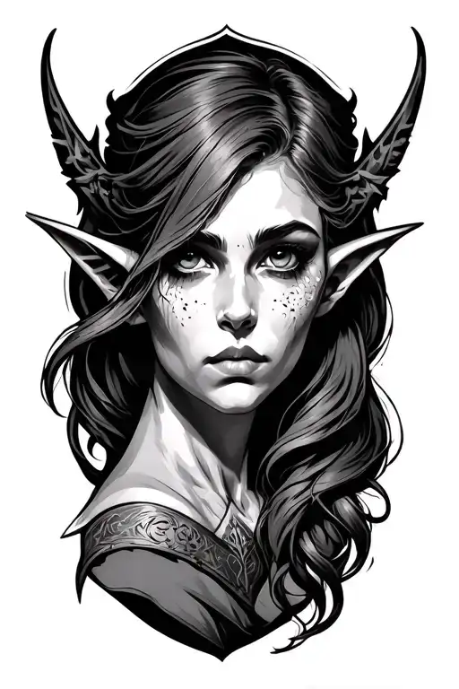 the name elf or a elf grudge style tattoo  tattoo design idea