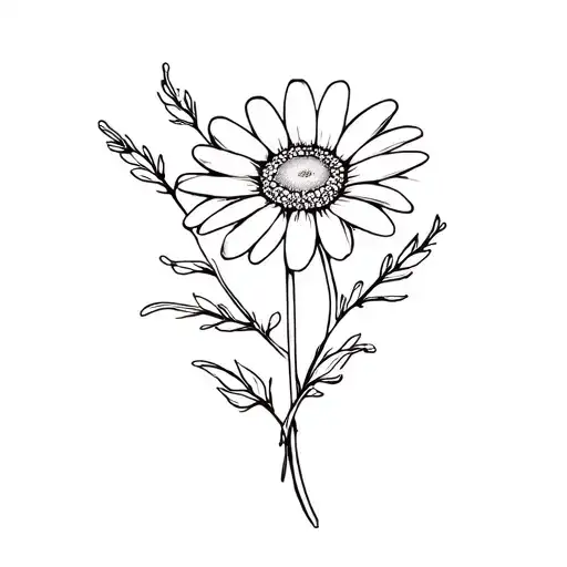 daisy flower intertwined in two branches tattoo design idea