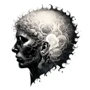 overthinking head emerging tattoo design idea