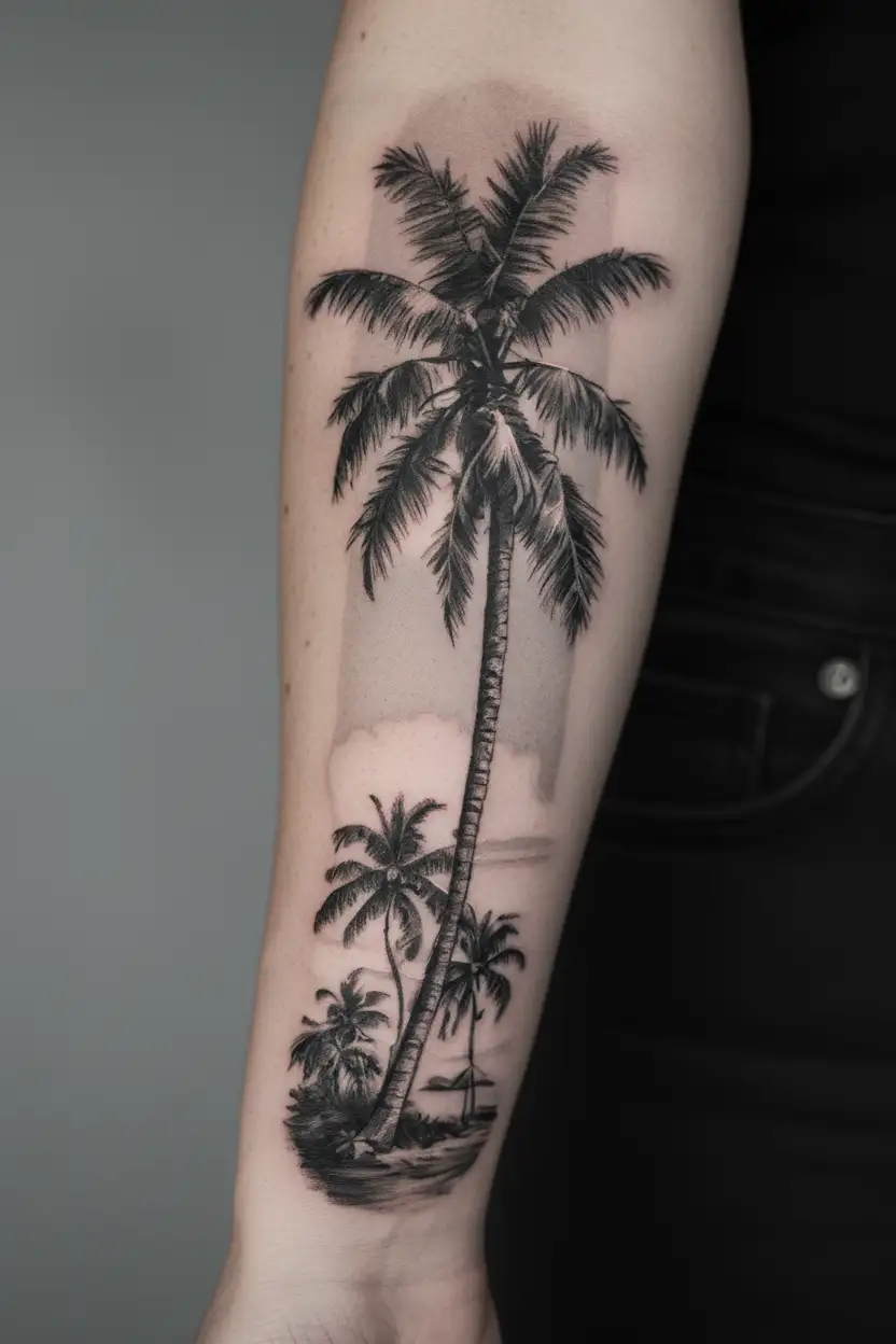 palm-tree tattoo design idea