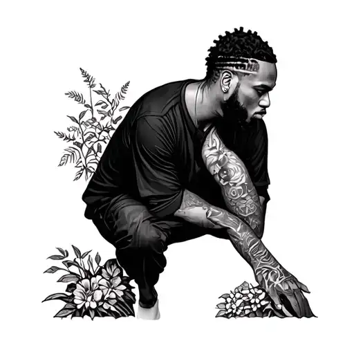 Man at the garden, design inspired by Kendrick Lamar song "man at the garden" tattoo design idea