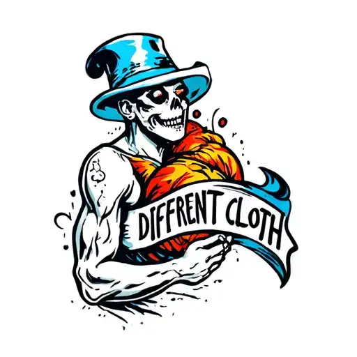 the words DIFFERENT CLOTH tattoo design idea