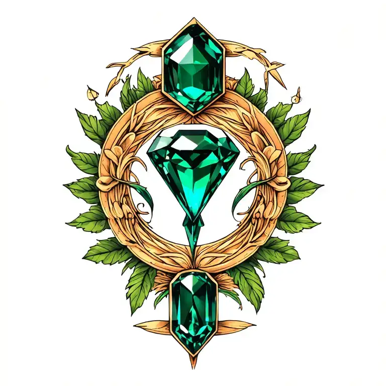 multifaceted emerald with Gemini sign tattoo design idea