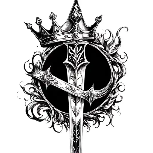 the crown and the excalibur tattoo design idea