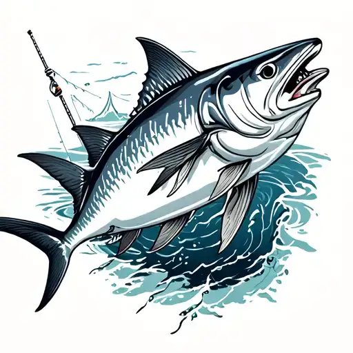 tuna fishing & navigation map made tattoo design idea
