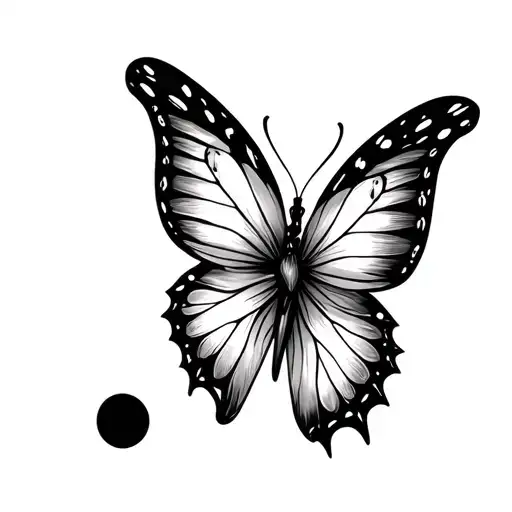 I want a black and white tattoo design for my forearm. It must feature a semicolon as the body of a butterfly tattoo design idea