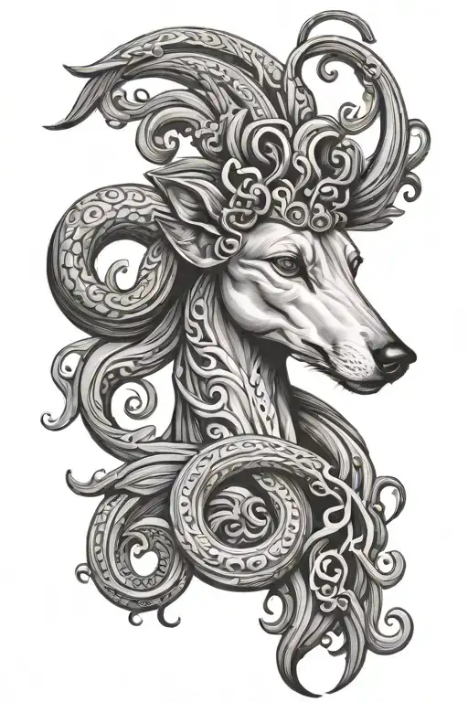 medusa greyhound tattoo design idea