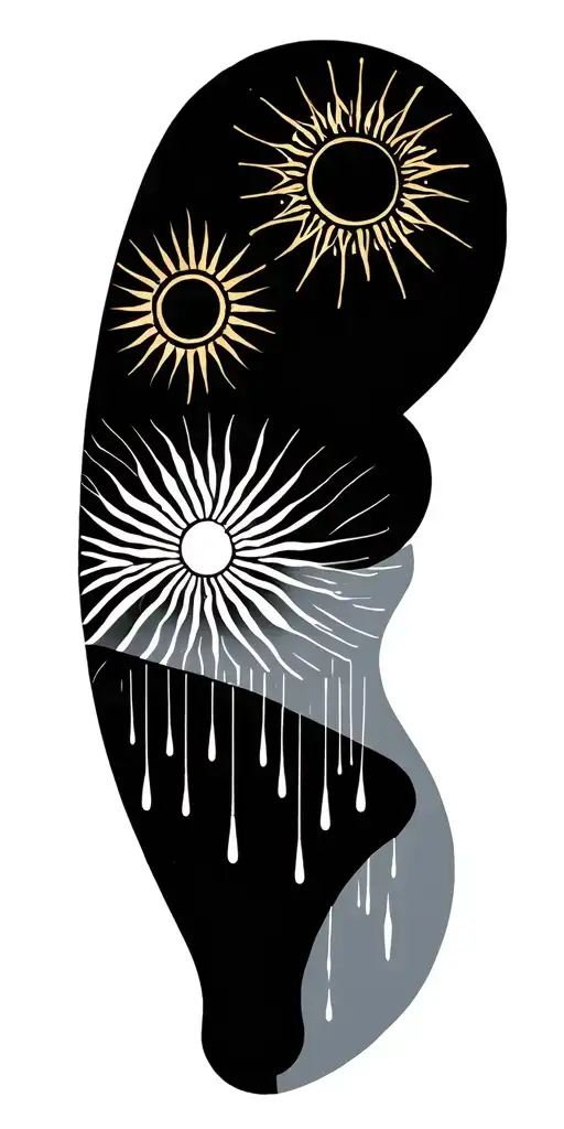 sun with rain falling off of the bottom tattoo design idea