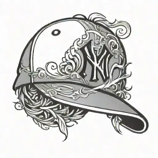 yankee baseball hat tattoo design idea