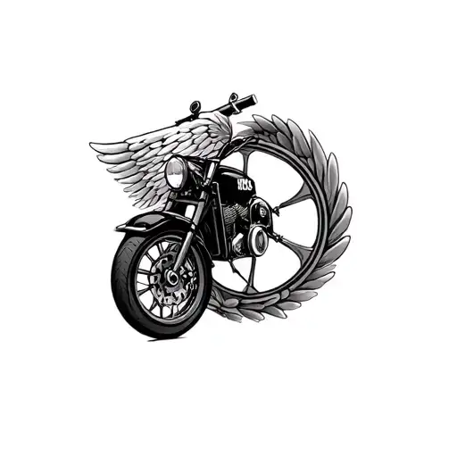 motorcycle police wing and wheel surrounded tattoo design idea