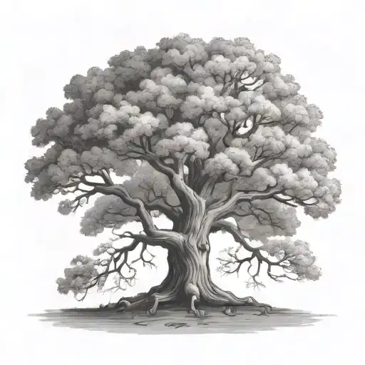 oak tree with stand sure text tattoo design idea