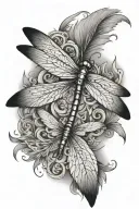 dragonfly hovering angel feather tattoo design idea