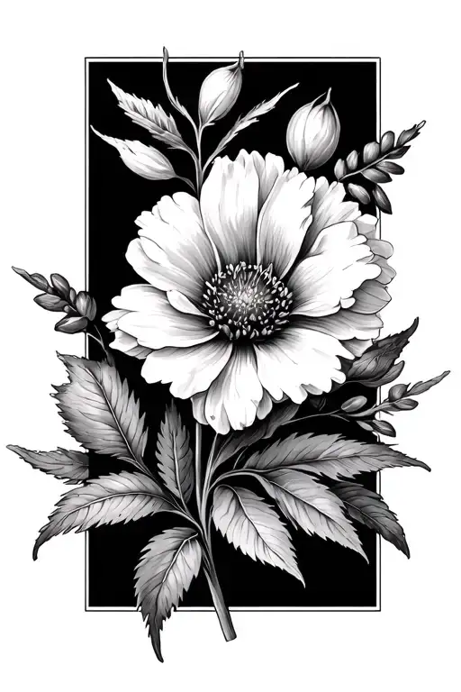 may, june, both July and December birth flower tattoo design idea