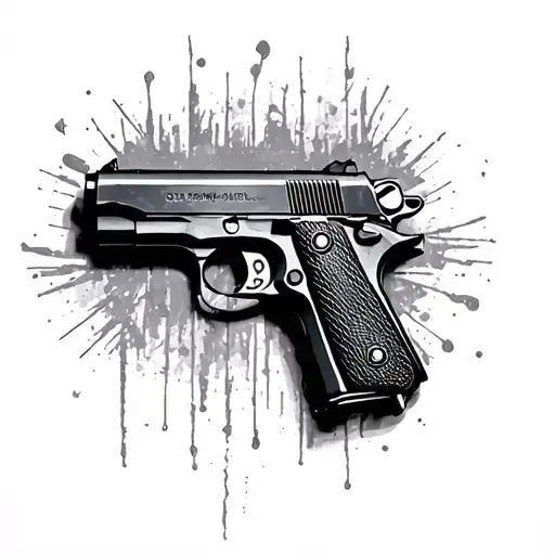 colt 1911 pistol tattoo design idea