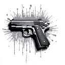 colt 1911 pistol tattoo design idea