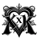initials KXK in a heart tattoo design idea