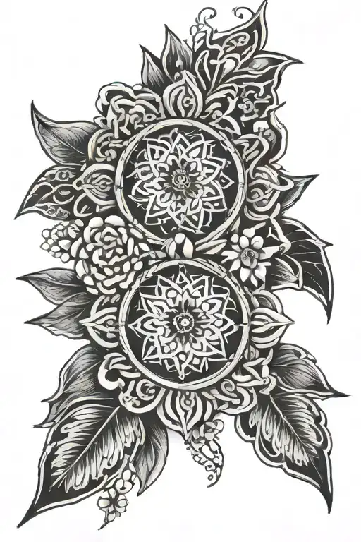 mandala, Celtic, knots and daisies tattoo design idea