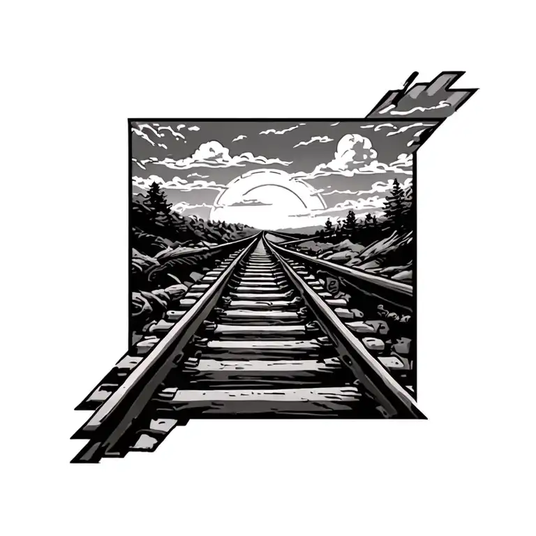 coverup Telephone Wire And A Railroad Track tattoo design idea