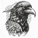 front facing crow head tattoo design idea