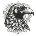 front facing crow head tattoo design idea