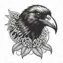 front facing crow head tattoo design idea