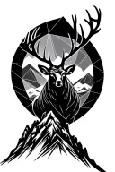 fine line Scottish stag atop a mountain peak tattoo design idea