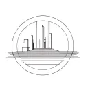 2.25 radius circle with one line drawing of architecture inspired by Santiago Caletrava  tattoo design idea