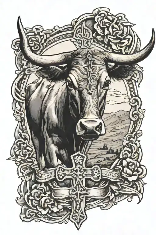 cross and cattle tag  tattoo design idea
