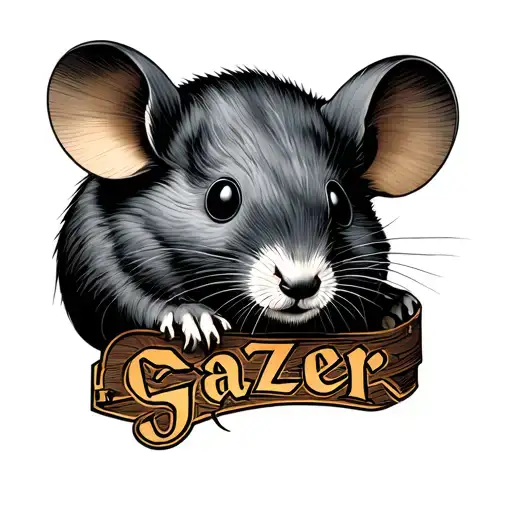 a Viking inspired tattoo of a computer mouse with the name gazer tattoo design idea