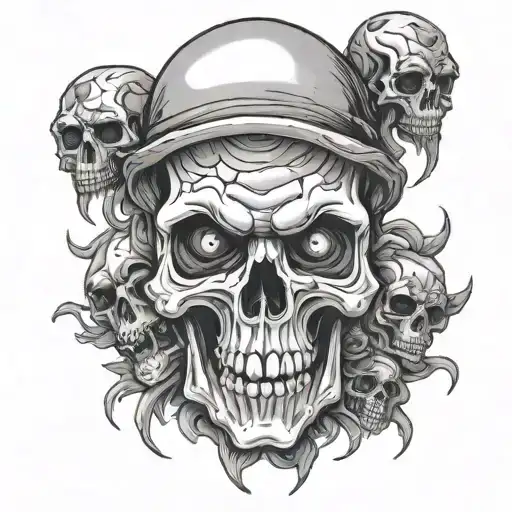 skull zombies tattoo design idea