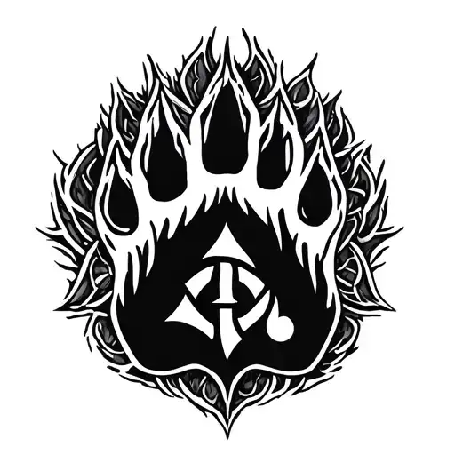 nordic wolf paw print with rune symbol intertwined tattoo design idea