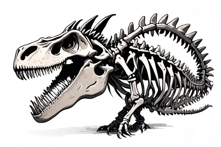 dinosaur skeleton tattoo design idea