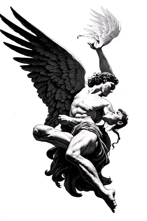 Icarus falling tattoo design idea