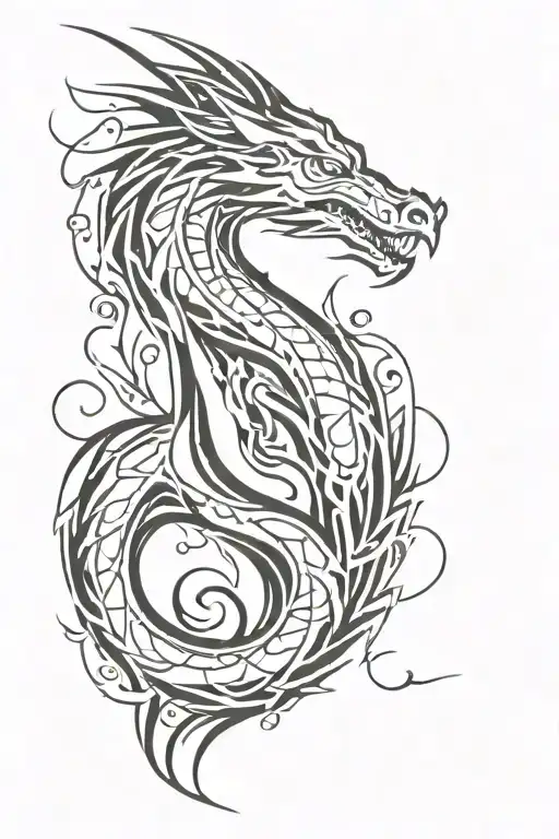 dragon with abstract style tattoo design idea