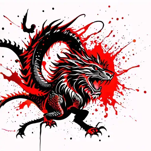 lion dragon flying tattoo design idea