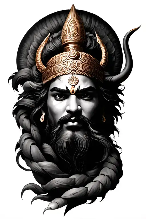 trishul with dan maru vasuki coiling up the trishul tattoo design idea