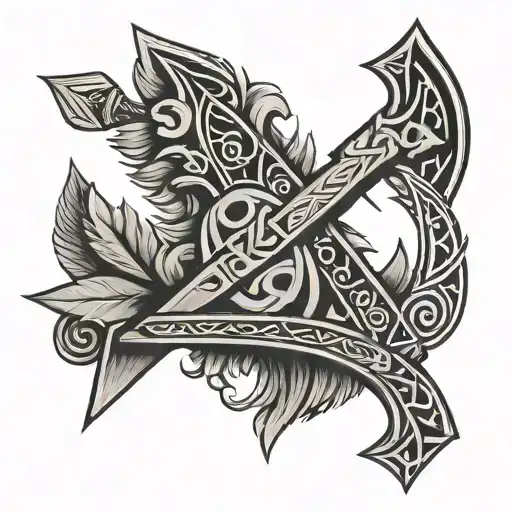 Viking symbols arrow tattoo design idea