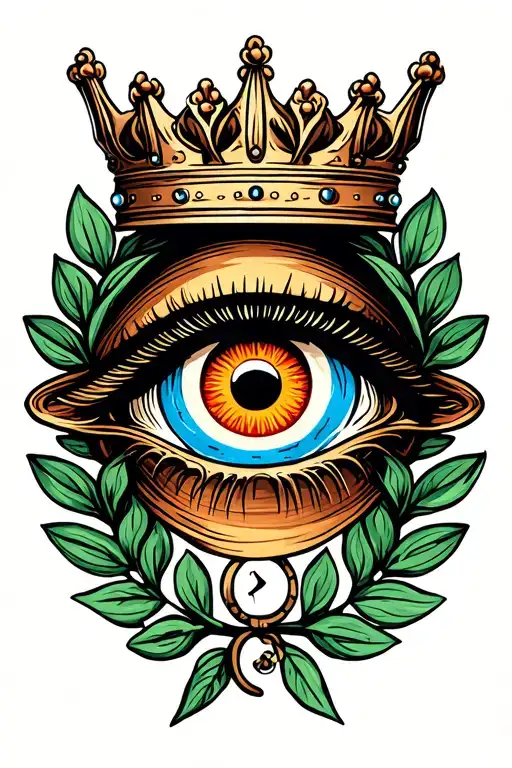 Laurel crown and Turkish eye in the center tattoo design idea