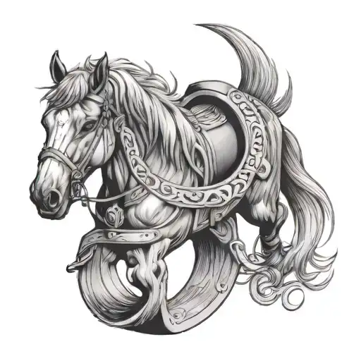 draft horse shoe tattoo design idea