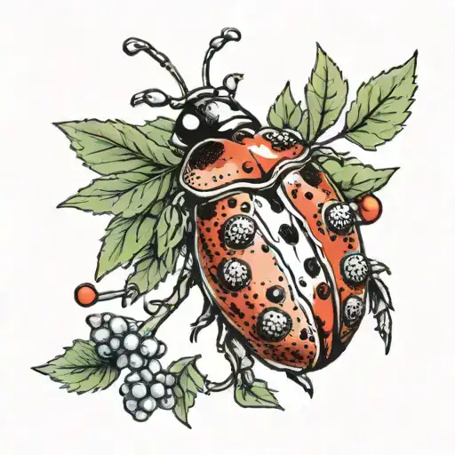 juniper berry cherry ladybug  tattoo design idea