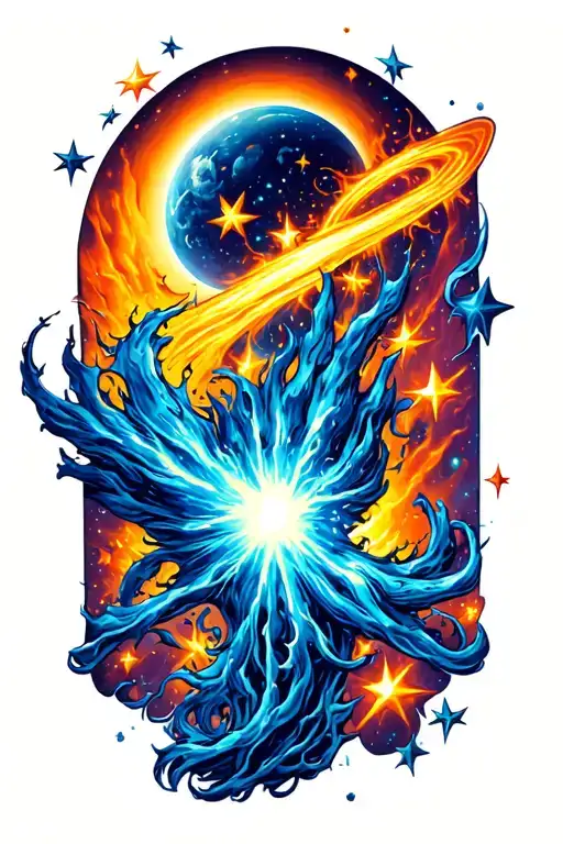 comets stars tattoo design idea