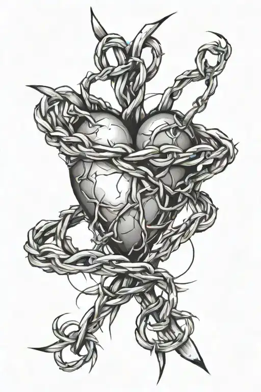 barbed wire heart tattoo design idea