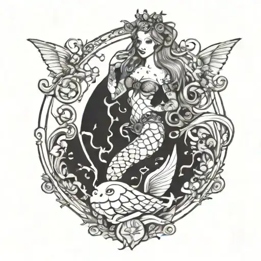 full body hogwarts mermaid tattoo design idea